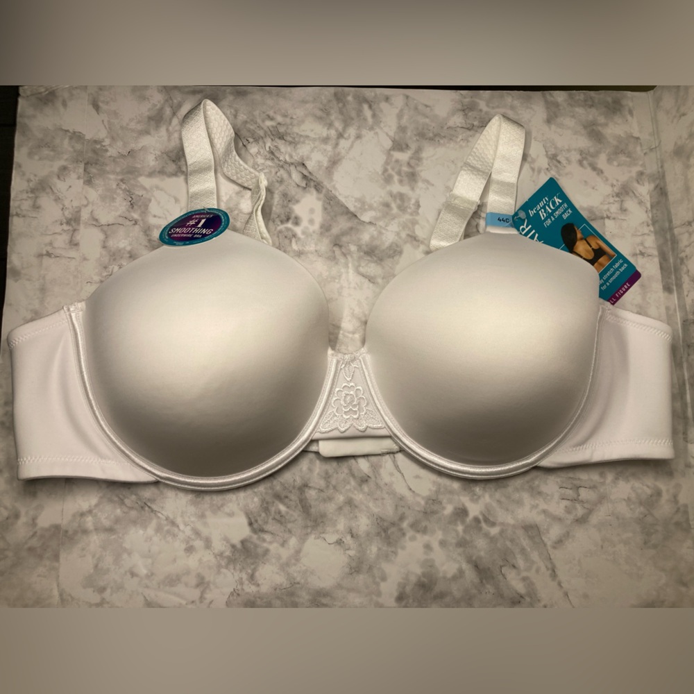 NEW Vanity Fair Beauty Back Full Figure Bra S 44C 4-Way Stretch White Smoothing